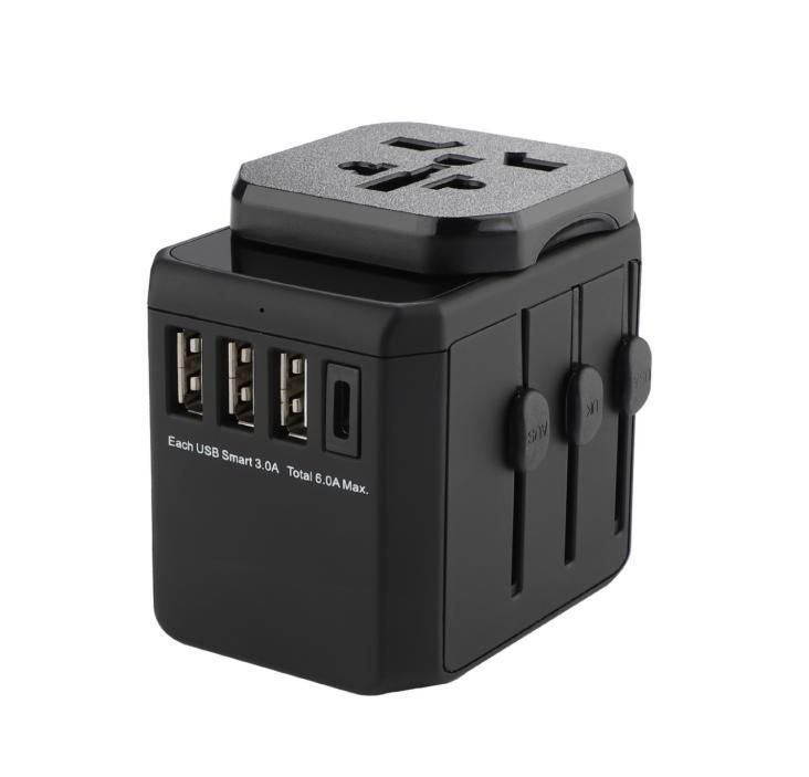Img_31506132.jpg World Travel Adapter, 3 USB A ports and 1 USB-C port, with Universal to EU power plug - Image 1