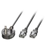 2.5M Uk 3 Pin Plug To 2X C13  (Y Cable)
