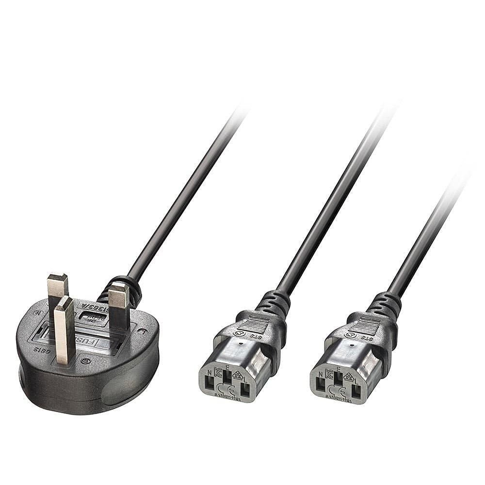 Img_31755110.jpg 2.5M Uk 3 Pin Plug To 2X C13 (Y Cable) - Image 1