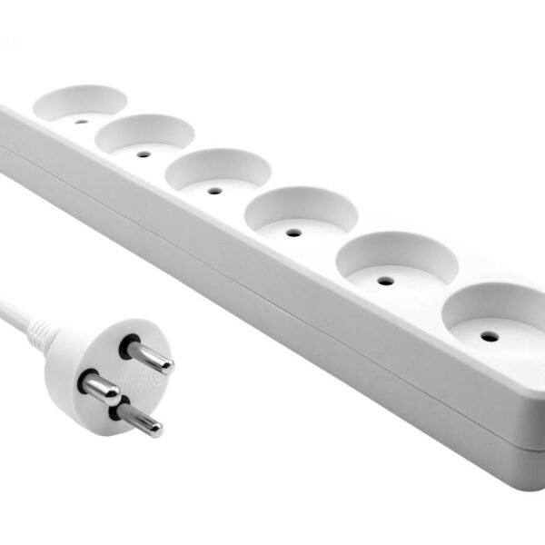 Danish Power Strip 6-way  White 3m cable