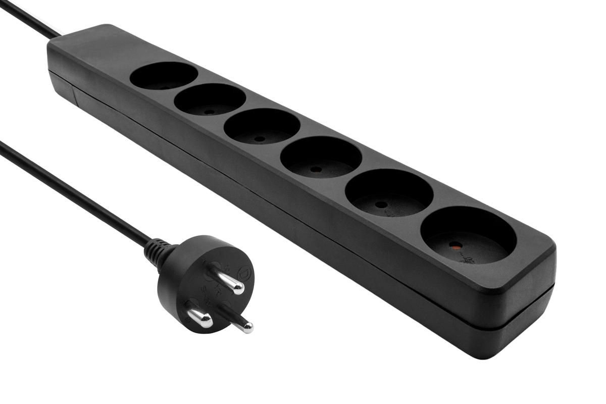 Img_32106759.jpg Danish Power Strip 6-way Black 7m cable - Image 1