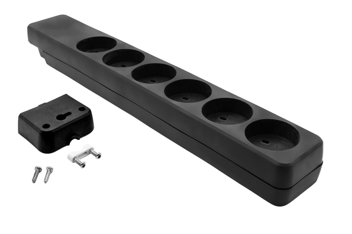 Img_32106803.jpg Danish EDB Power Strip 6-way Black - Image 1
