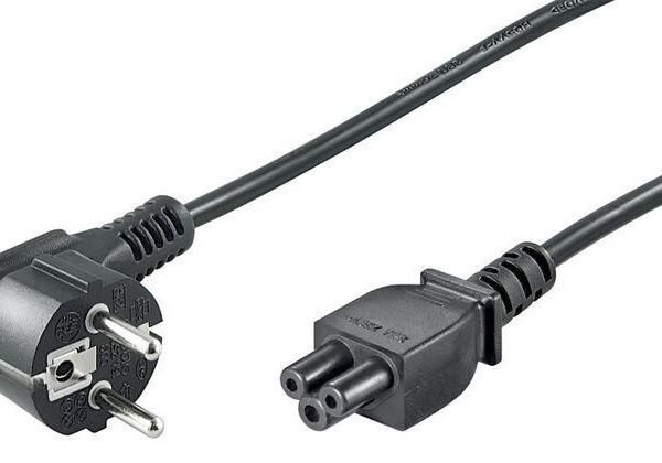 Power Cord CEE 7/7 - C5 3m Angled Schuko, Black,  H05VV-F3x0,75mm2 CU, Male-Female