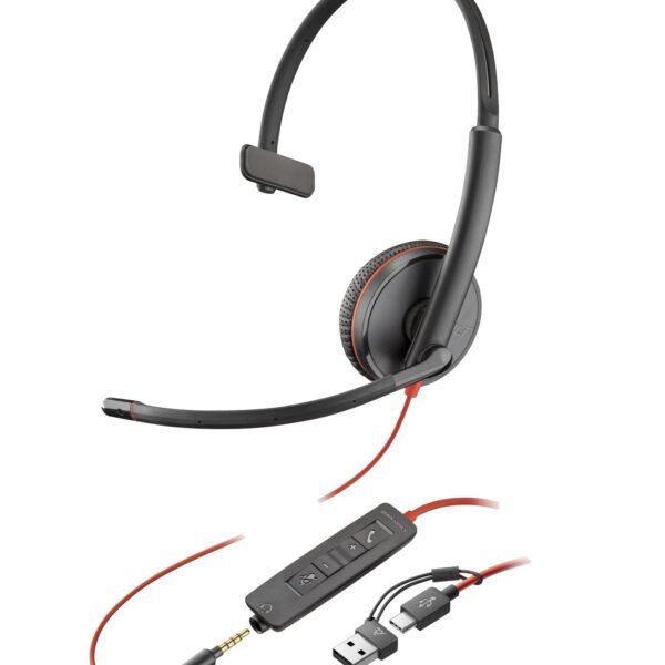 Blackwire 3215 Monaural USB-C  Headset +3.5mm Plug +USB-C/A  Adapter (Bulk)