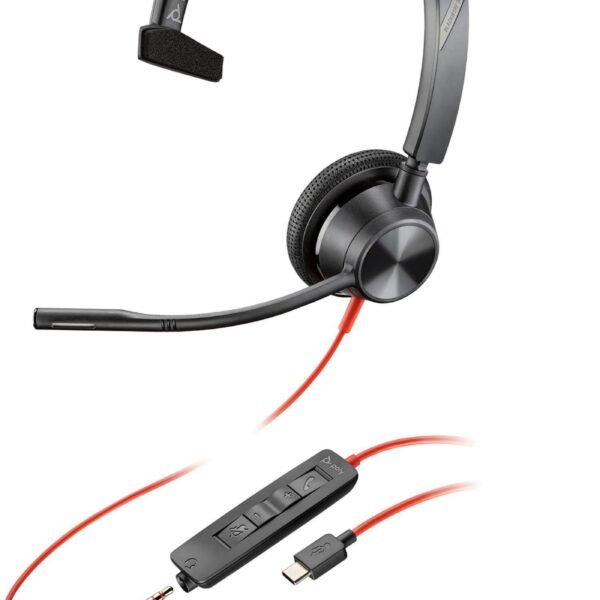 Blackwire 3315 Monaural USB-C  Headset +3.5mm Plug +USB-C/A  Adapter