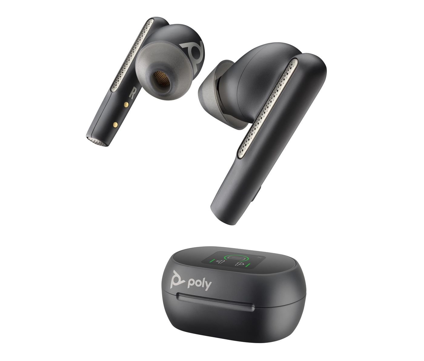 Img_33536913.jpg Voyager Free 60+ UC Carbon Black Earbuds +BT700 USB-C Adapter +Touchscreen Charge Case - Image 1