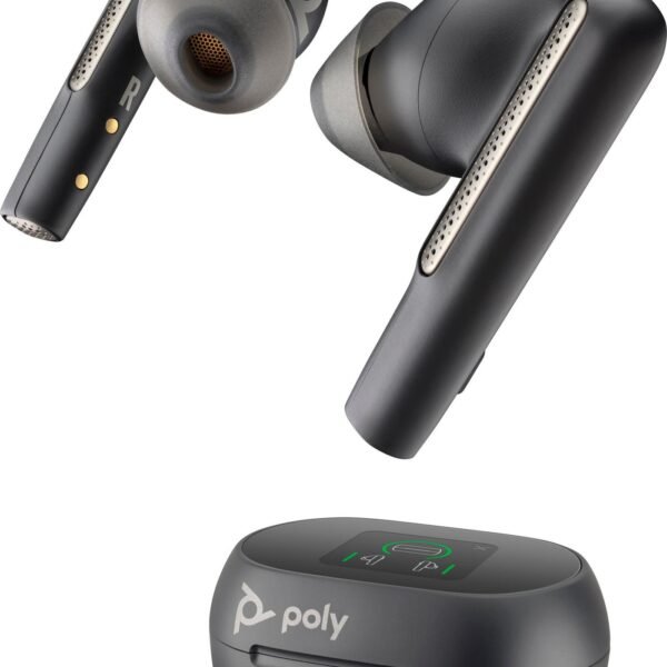 Voyager Free 60+ UC M Carbon  Black Earbuds +BT700 USB-C  Adapter +Touchscreen Charge Case