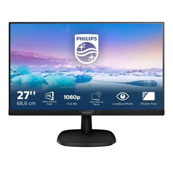 27" 1920x1080 IPS V Line Full HD LCD monitor  273V7QDSB/00, 68.6 cm (27"), 1920 x 1080 pixels, Full HD, LED, 4 ms, Black