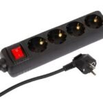 4-way Schuko Socket on/off  switch 1.5M Black