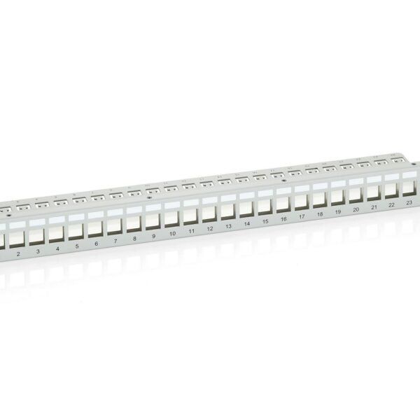 24-Port Keystone Cat.6  Shielded Patch Panel, Light  Grey
