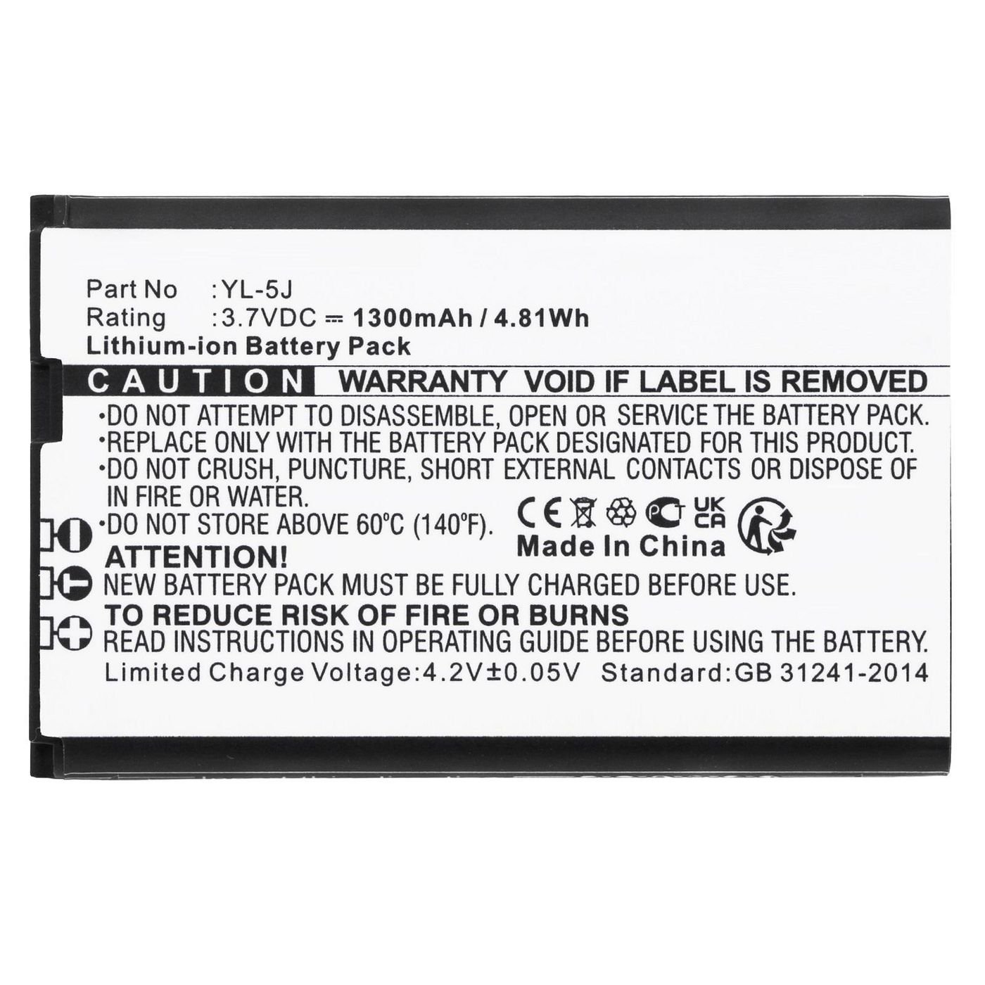 Img_34494644.jpg Battery 4.81Wh Li-ion 3.7V 1300mAh Black for Cordless Phone 4.81Wh Li-ion 3.7V 1300mAh Black for Yealink Cordless Phone One Talk IP - Image 1