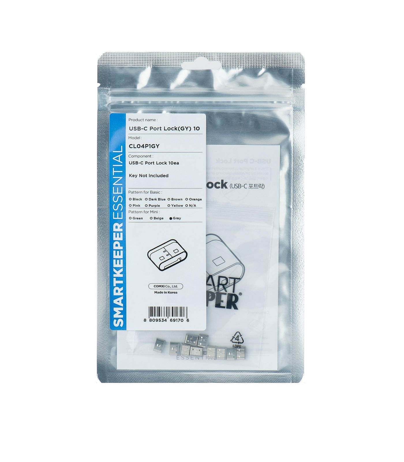 Img_34582873.jpg Port Blocker Usb Type-C Grey Plastic 10 Pc(S) - Image 1