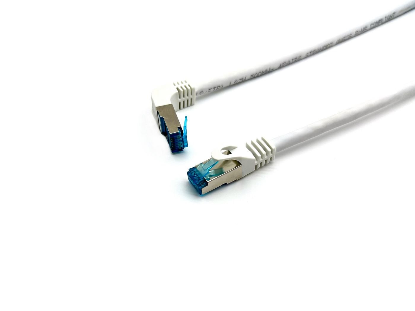 Img_34589798.jpg Cat.6A S/Ftp Patch Cable, Angled To Straight Plug, 0.5M, White - Image 1
