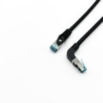 Cat.6A S/Ftp Patch Cable,  Angled To Straight Plug,  0.5M, Black