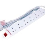 6 gang UK Surge Protected  Power Strip 2M White 6-way UK  Surge Protected Power Strip 2M White