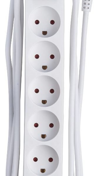 Power strip 6 outlets 3m White With ON/OF switch and child  protection SKI aftale