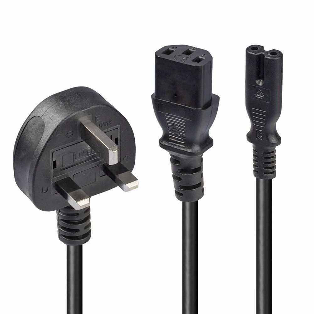 Img_34702571.jpg 2.5m Y Mains Power Cable UK 3 Pin Plug to IEC C13/C7 - Image 1