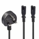 2.5m Y Mains Power Cable UK 3  Pin Plug to 2 x IEC C7