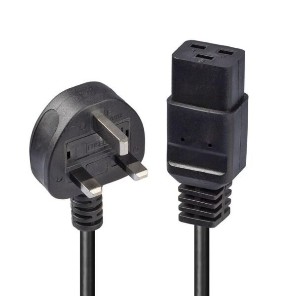 2m Mains Power Cable UK3 Pin  Plug to IEC C19