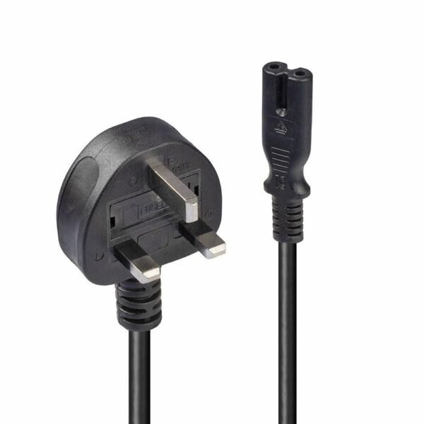 2m Mains Power Cable UK 3 Pin  Plug to IEC C7