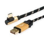 GOLD USB2.0 Cable, A  reversible - C angled 90?,  M/M, 1.8m