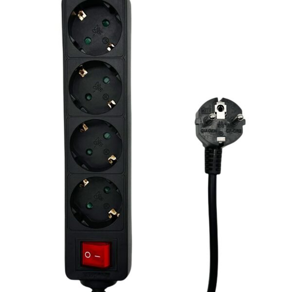 4-way Schuko Socket on/off  switch 5M Black