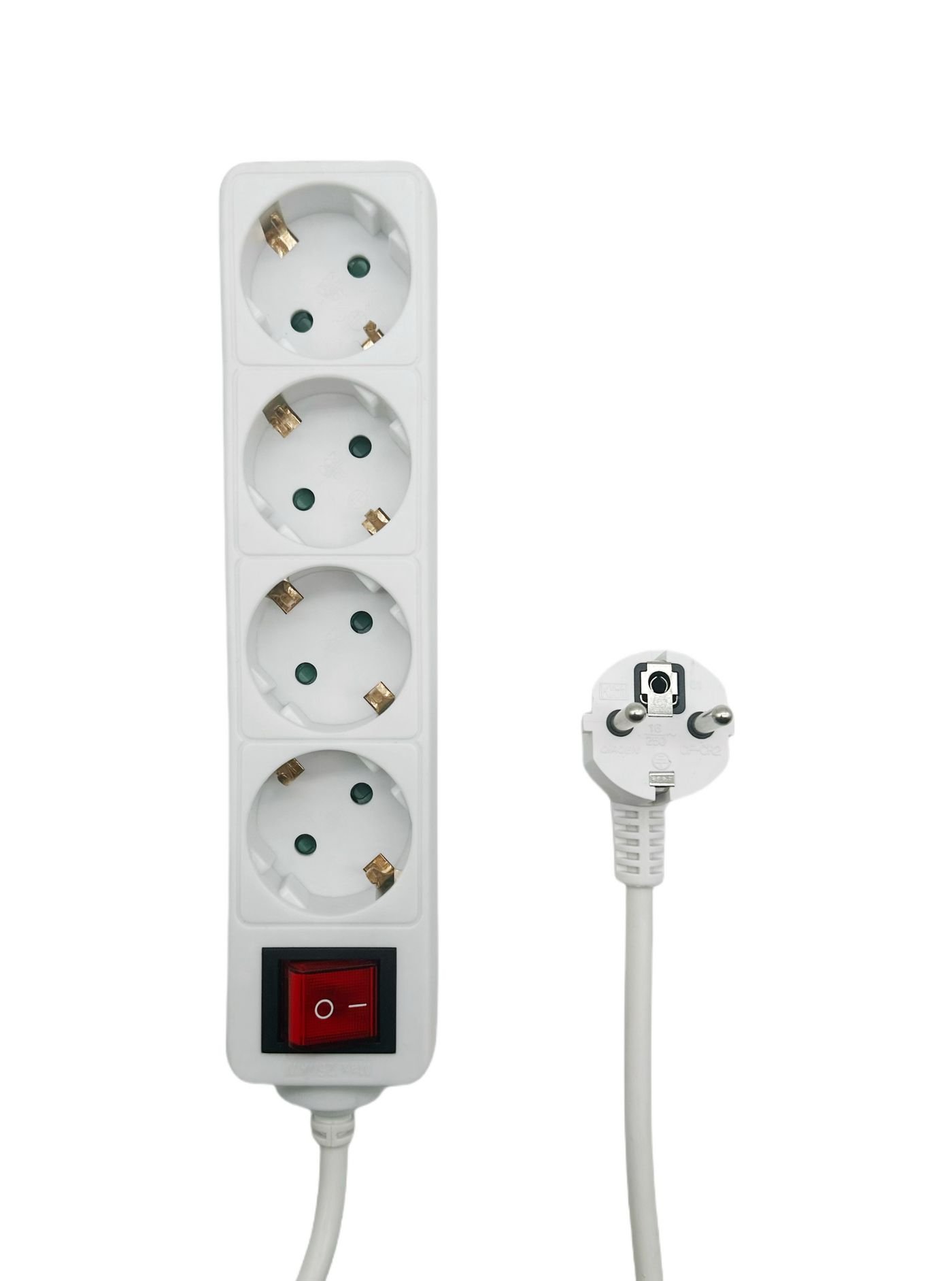 Img_34943628.jpg 4-way Schuko Power Strip on/off switch 5M, White - Image 1