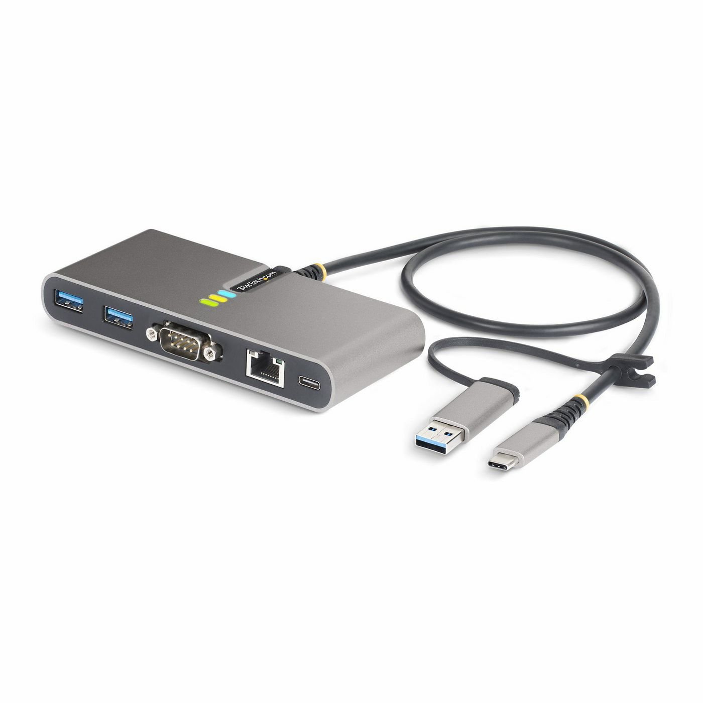 Img_35773739.jpg 2-Port Usb-C Hub With Ethernet And Rs-232, Attached Usb-C To Usb-A Dongle, 100W Pd Pass-Through, 2X Usb-A 5Gbps, Gigabit Ethernet, - Image 1