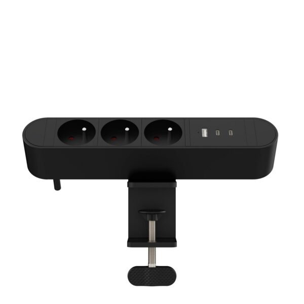 Multi Desktop Power Socket 3  Ways French, 1 x USB-A, 2 x  USB-C, 30W, 1,8m