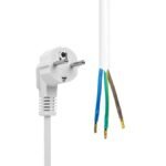 Schuko - Open End Power  cable, 5m, White