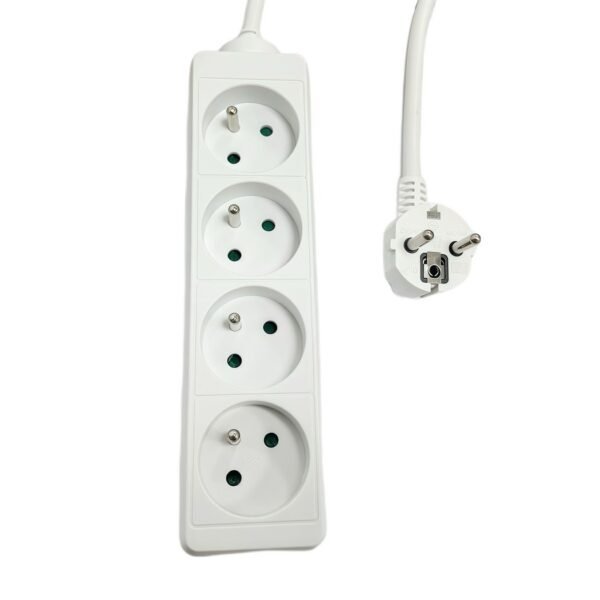 4-way Power Strip French Type  E, 1.5m White