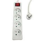 4-way Power Strip on/off  switch French Type E, 5m  White