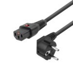 Powercord Schuko CEE 7/7 male  (angled) - C13 IEC Lock black  1m, EL249S Powercord Schuko CEE 7/7 male (angled) - C13 IEC Lock black 1m,