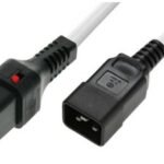 Powercord C19 IEC Lock - C20  White 1m, PC1298