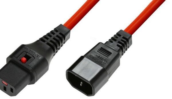 Powercord C13 IEC Lock - C14  Red 2,5m, PC1411