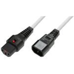 Powercord C13 IEC Lock - C14  White 1m, PC1121