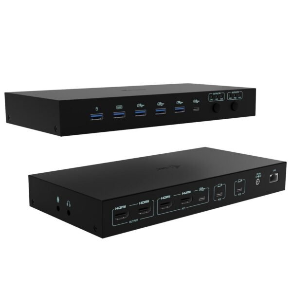 Usb-C Kvm Dock Pro For Three  Hosts, Dual Video, With 2X  Power Delivery, Max 92W