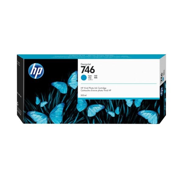 746 300-ml Cyan Ink Cartridge 746, Original, Pigment-based  ink, Cyan, HP, HP DesignJet Z6 Printer series, HP Designjet Z9 Printer series,