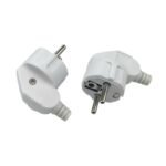 Angled schuko power plug,  White, 16A 250V