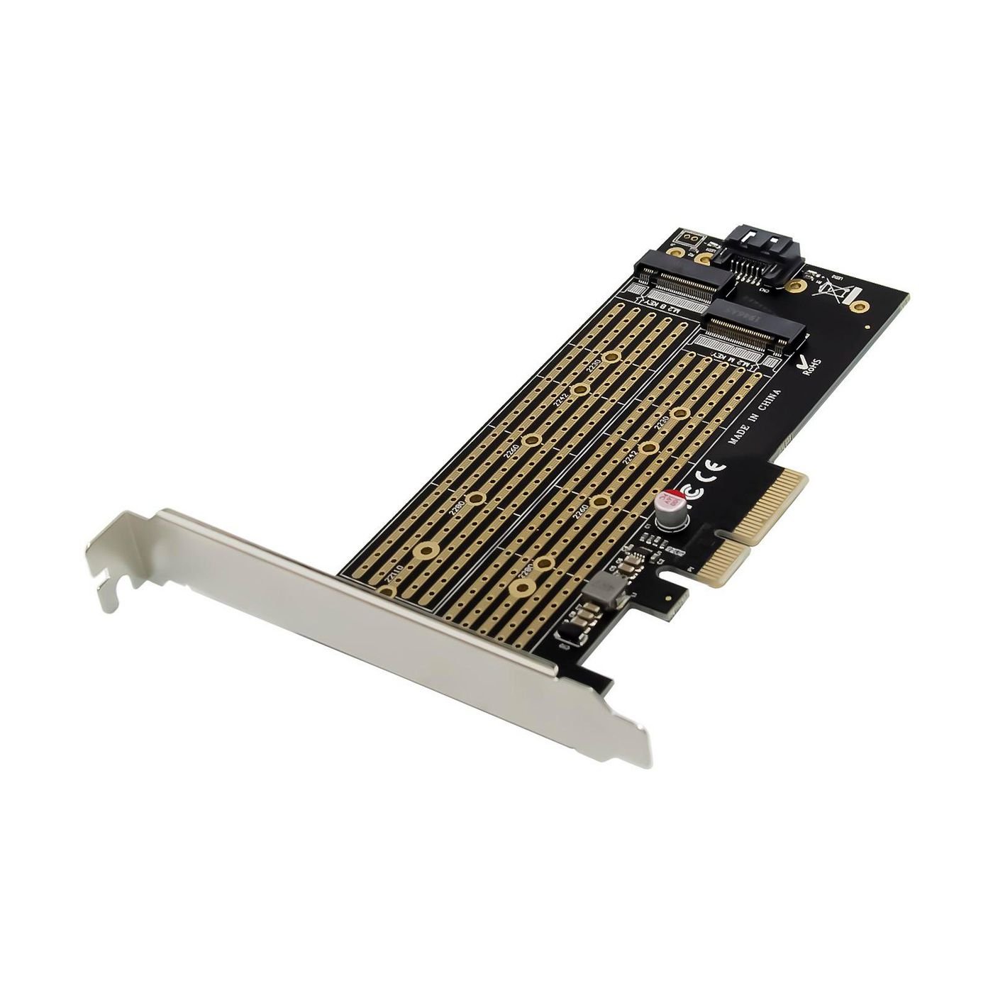 Img_36662155.jpg PCIe x4 M.2 Key NMVe SSD Adapt NGFF M Key B, Dual Interface Low & High Profile Bracket included - Image 1