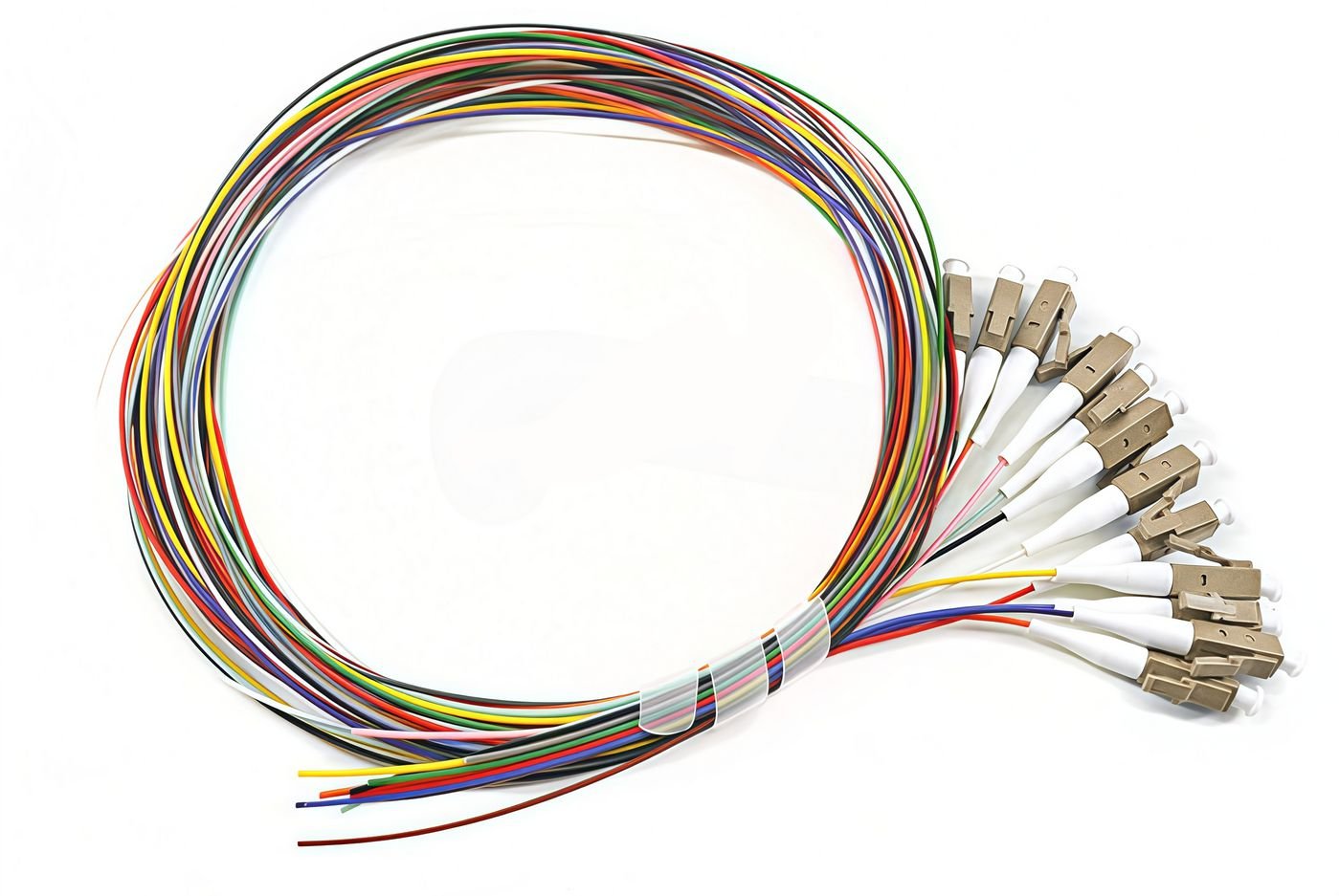 Img_36664835.jpg Pigtail LC/UPC 50/125 OM4, 0.9mm, 2meters LSZH (Grade C) Tight Buffer 12 colors 12pcs/pack Fibre Patch Cable - Image 1