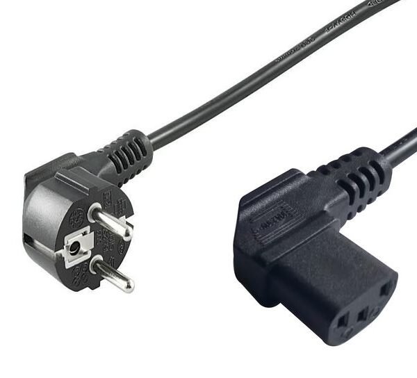 Power Cord CEE 7/7 - C13 1m Angled Schuko/Angled C13  Black H05VV-F3x0.75mm2 CU, Male-Female