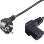 Power Cord CEE 7/7 - C13 3m Angled Schuko/Angled C13 Black H05VV-F3x1mm2 CU, Male-Female