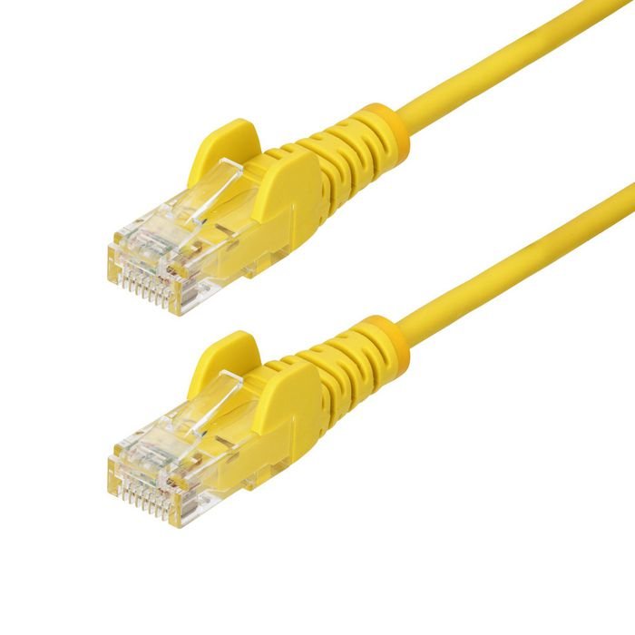 Img_36938796-1 StarTech.com 5m Yellow Slim CAT6 Ethernet Cable, Snagless, 100W PoE, UTP, LSZH, 28AWG Pure Bare Copper Wire, Slim RJ45 Network Patch Cord w/Strain Reliefs, Individually Tested - Image 1