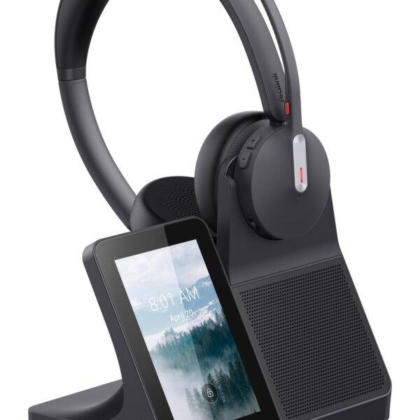 Wh64 Dual Headset Wired &  Wireless Head-Band  Calls/Music Bluetooth Charging Stand Black