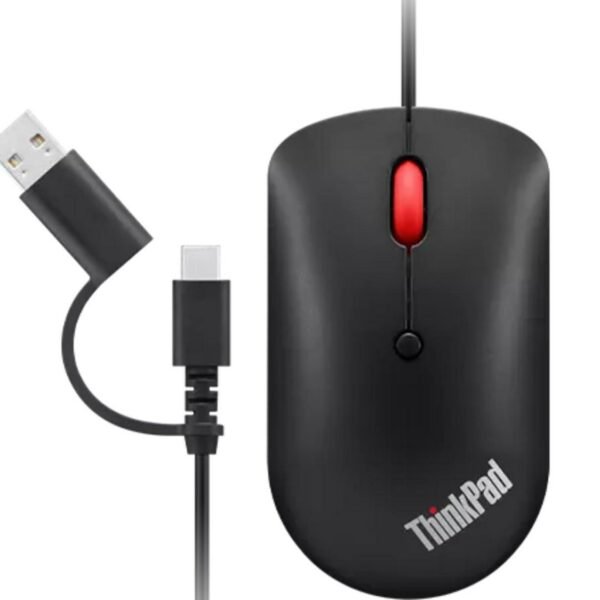 TP USB-C WIRED MOUSE 4Y51D20850, Ambidextrous,  Optical, USB Type-C, 2400 DPI, Black