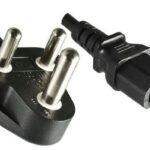 Power cord South Africa Type  B+C - C13, black, Big Plug,  H05VV-F 3G 0.75 mm?, 10A-250V, 1.8 m