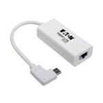 Usb-C To Gigabit Network  Adapter With Right Angle  Usb-C, Thunderbolt 3 Compatibility - White
