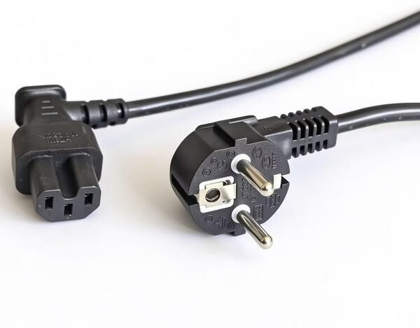 Power Cord CEE 7/7 - Angled  C15 2m black Power Cord  Schuko Angled - Angled C15, 2m black
