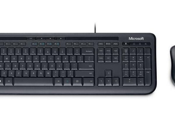 Wired Desktop 600, DE  keyboard USB QWERTZ Black  Black, German layout Keyboard and mouse